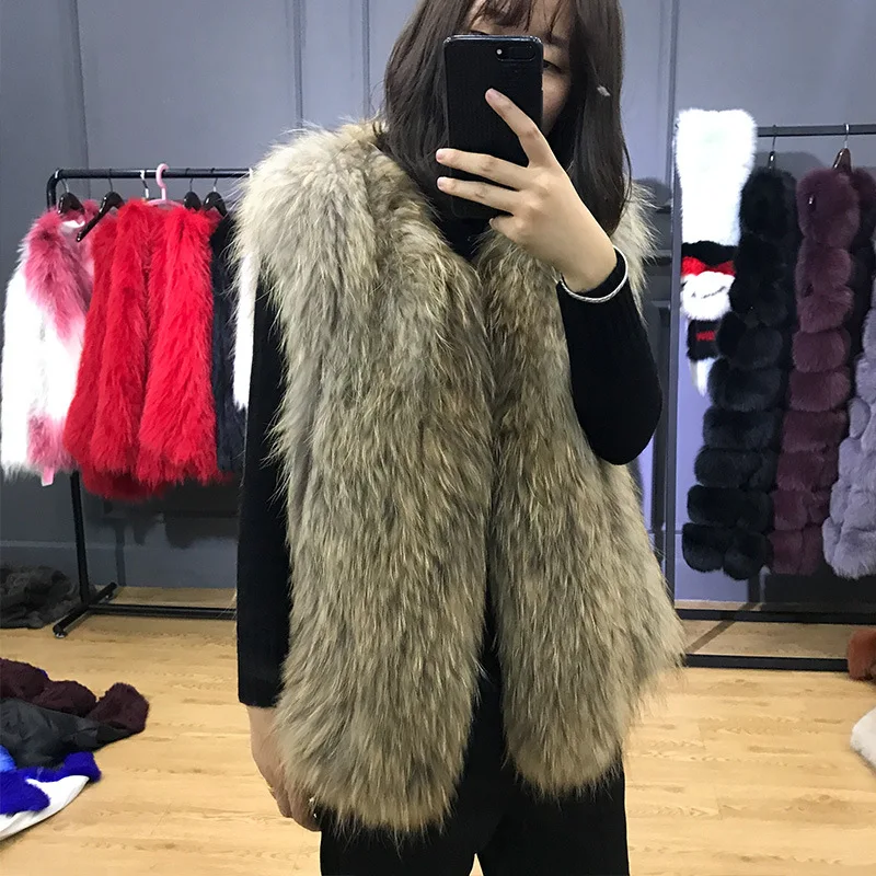JKP natural raccoon fur vest autumn and winter new women's short