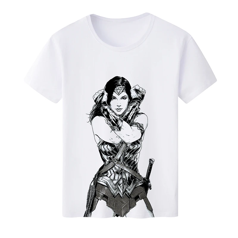 Модная женская футболка с круглым вырезом и принтом из фильма чудо-женщины, футболки с короткими рукавами для девочек