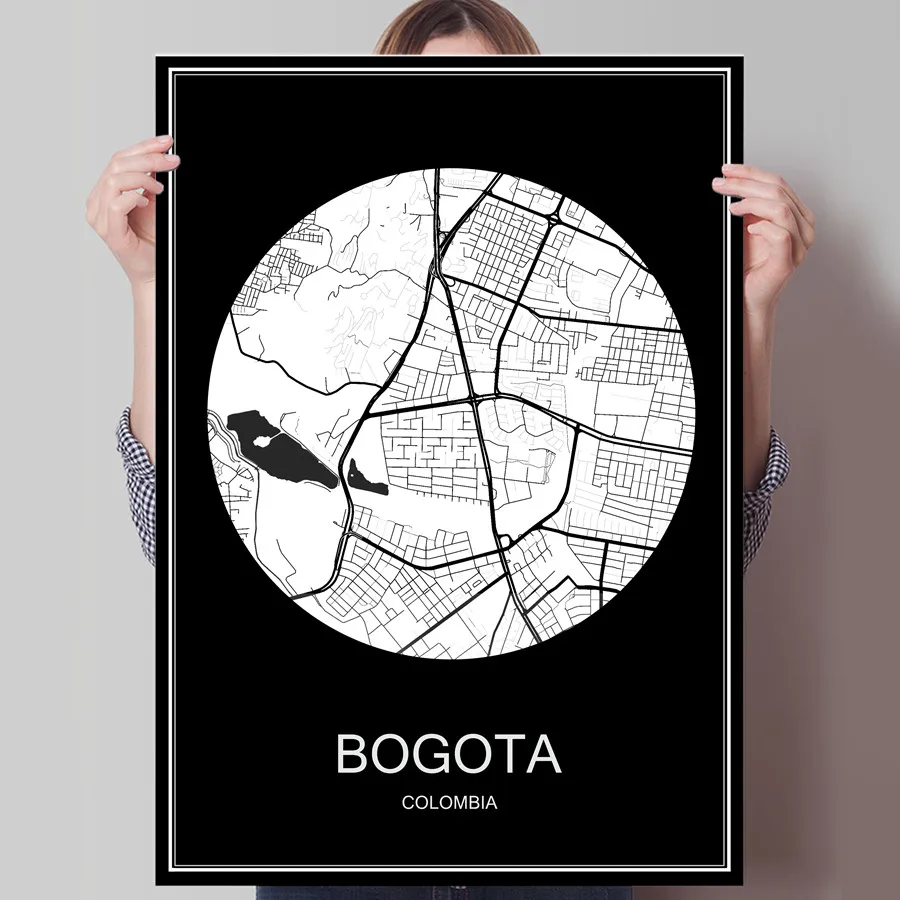 Famous City Map Bogota Colombia Print Poster Print On Paper Or Canvas Wall Sticker For Bar Pub Cafe Living Room Home Decoration Home Decor Print Posterposters Posters Aliexpress