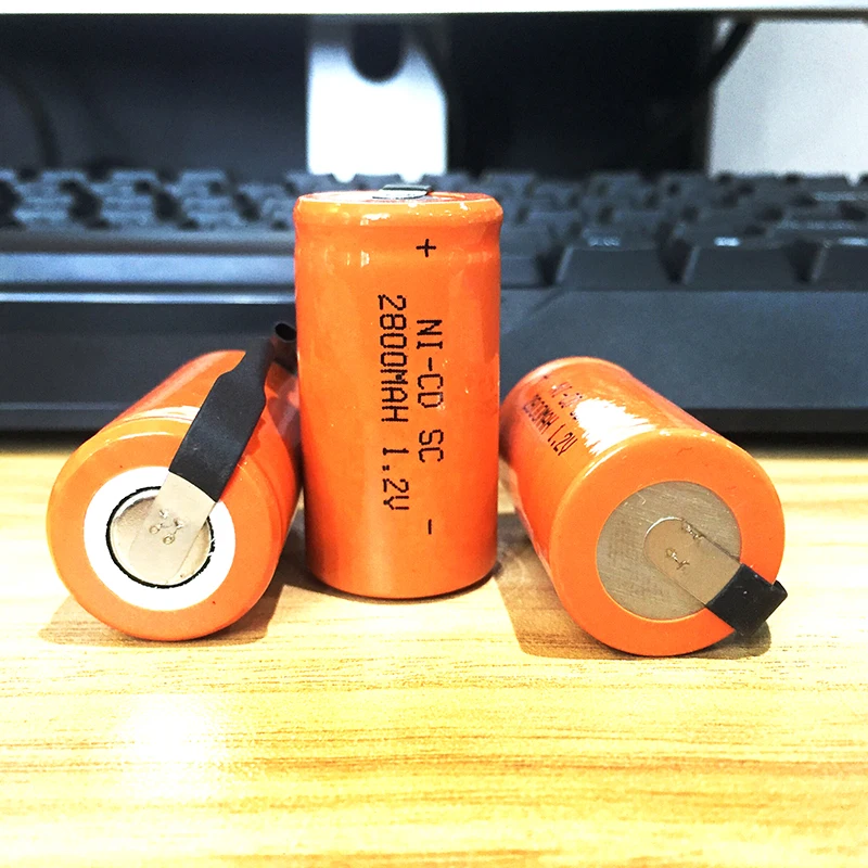 12 шт 22*42 мм Sub C SC аккумуляторная батарея 1,2 V 2800mAh NI-CD батареи с PCB для электронных инструментов оранжевый