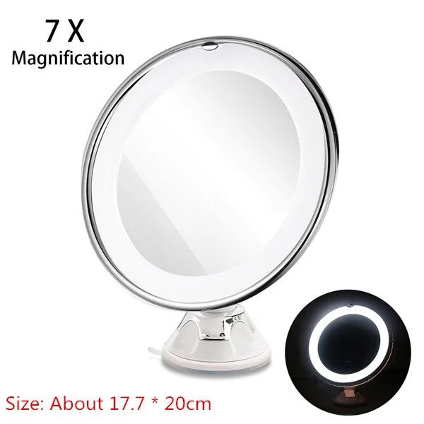 RUIMIO 7X Magnifying Makeup Mirror Cosmetic LED Locking Suction Cup Bright Diffused Light 360 Degree Rotating Cosmetic Makeup - Цвет: style A