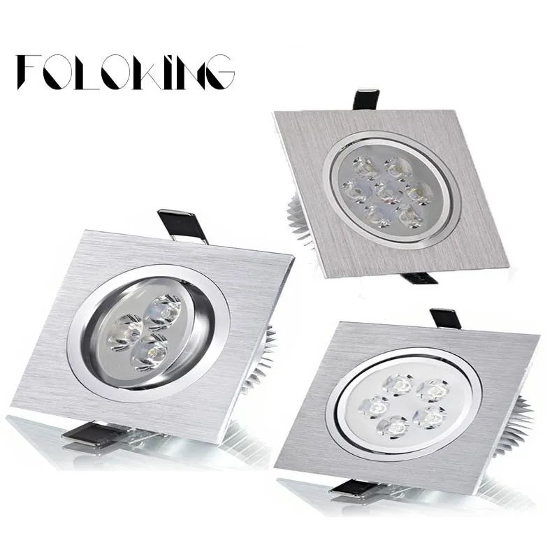 

LED Down Light Square 9W 12W 15W 21W Led dimmable Downlight Recessed Led Ceiling Down Light Lamp Indoor AC85-265V Driver
