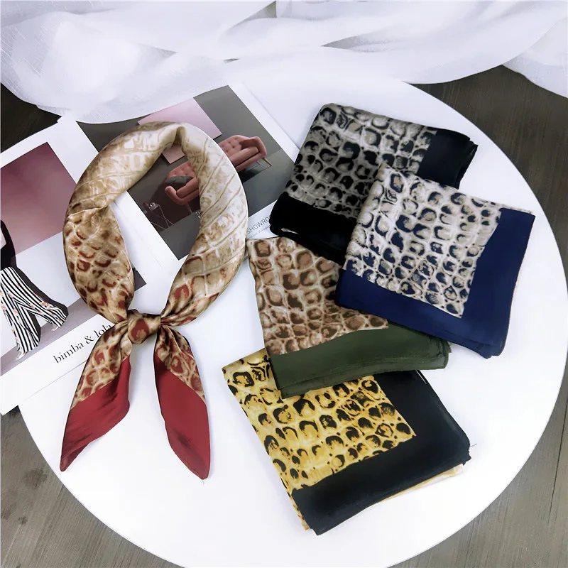 2019 New Vintage Women Fashion Summer spring Brand Square scarf Silk Satin skinny Scarves Head Neck Hair Tie Band neckerchief