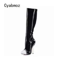 Cyabmoz/зимние сапоги до колена на высоком каблуке; женская обувь; Zapatillas botas zapatos mujer; женская обувь на молнии для вечеринки