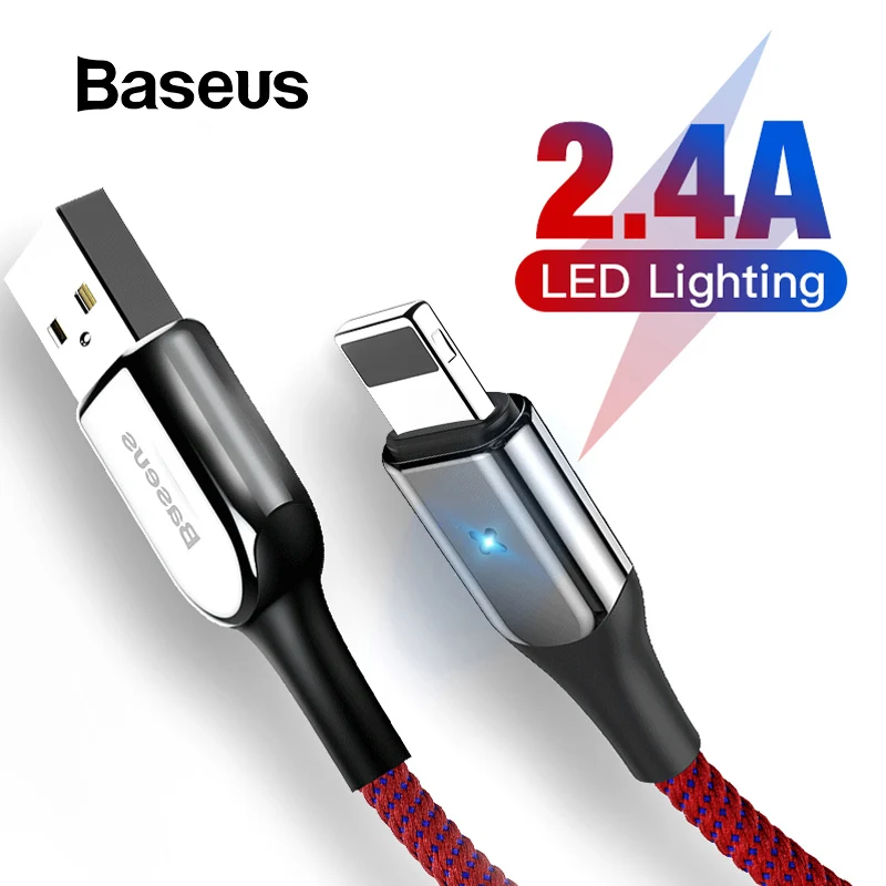 

Baseus Cable for iPhone XR Xs Max USB Cable 2.4A Fast Charger Blue Lighting Cable for IOS iPhone Xs X 8 7 USB Data Phone Cord