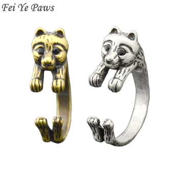 

Hippie Retro Samoyed & Baby Pomeranian Pupppy Dog Metal Wrap Ring Men Jewelry Anel Pet Animal Couple Rings For Girls love Gift