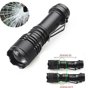 

Mini 30000LM T6 Flashlight LED Tactics 2 Mode Retractable Clip Flashlight Aluminum 14500 Battery Self-Defense Outdoor Hiking