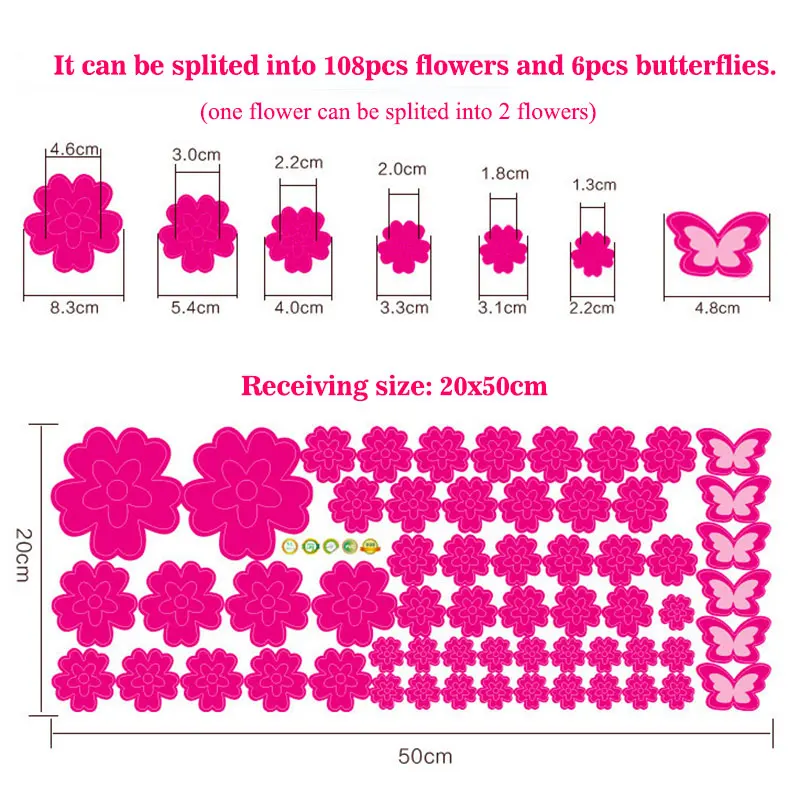 108 шт цветы и 6 шт бабочки настенные наклейки для гостиной спальни художественные наклейки мебель для украшения дома наклейки для детской комнаты