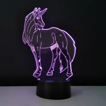 

Horse Children's lighting 3D Desk Lamp LED Night Light 7 Colors Changing Indoor Bulbing Methacrylate plate Crafts Luminaria