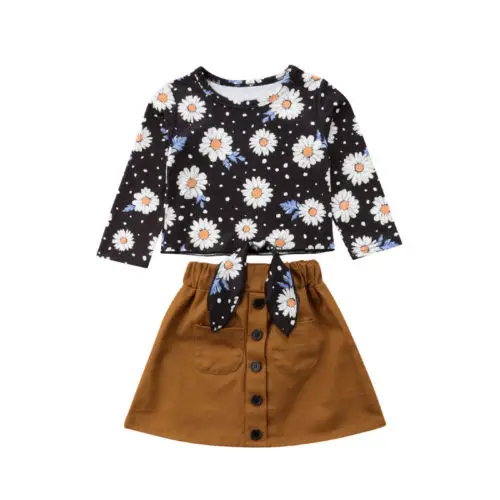 

Newborn Kids Baby Girl Clothing Floral Tops Long Sleeve Cute Skirt Tutu Mini 2PCS Outfits Clothes Girls 1-6T