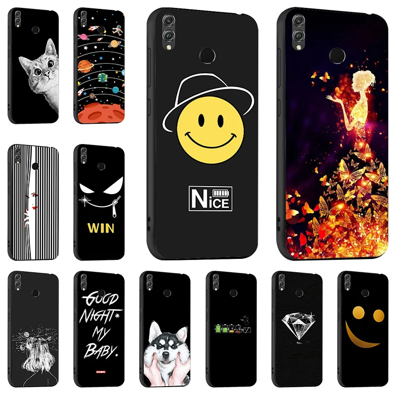 

Case For Huawei Honor 8X Max 8A 10 Lite Cases Soft Silicon Fashion Painted Black Cover Coque For Huawei P Smart 2019 Bumper Capa