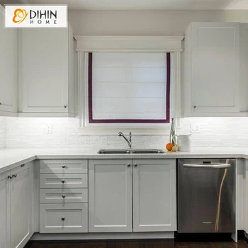 

Custom Linen Custom Roman Shades With Strips Light Filter / Full Blackout Roman Shade Easy Install Window Curtains