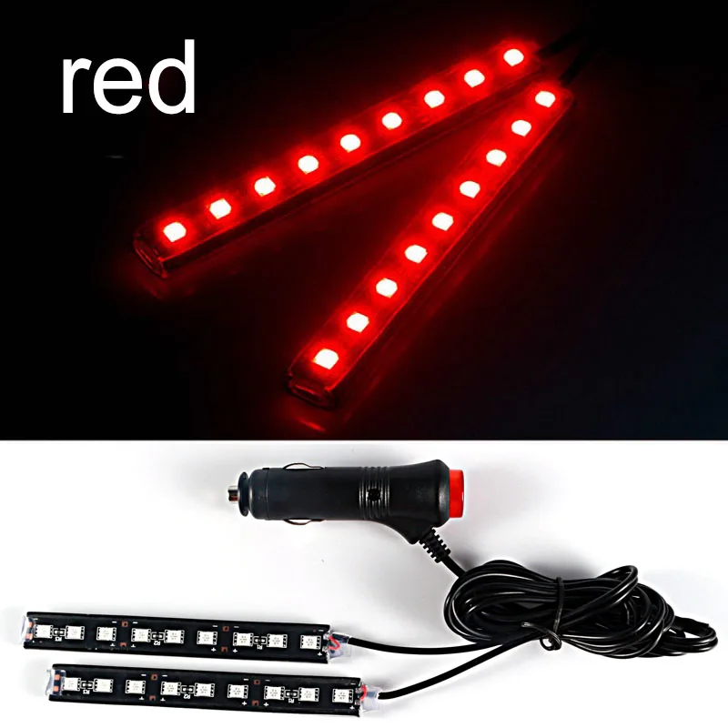 2pcs red AILEO автомобиль RGB Светодиодные полосы света светодиодные полосы света цвета декоративный дизайн автомобиля Атмосфера лампы автомобиля интерьер свет с дистанционным 12 В - Испускаемый цвет: 2pcs red