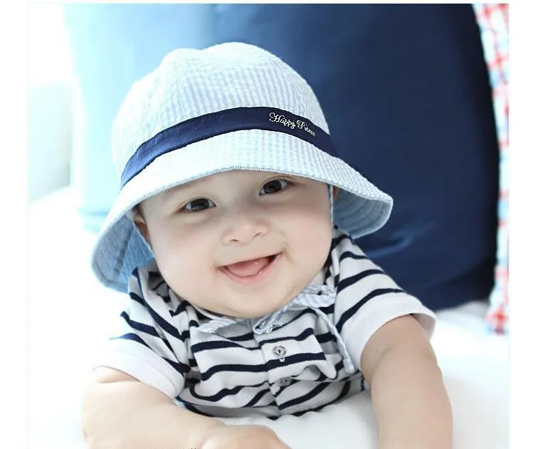 Детская шапка, Пляжная Панама для детей от 3 до 12 месяцев, унисекс, для маленьких мальчиков и девочек, полосатая хлопковая одежда для рыбалки, Детские летние шапочки