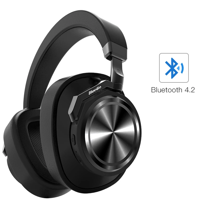 Bluedio T6 активный Шум шумоподавления наушники Беспроводной Bluetooth гарнитура с микрофоном для телефонов и музыка - Цвет: black