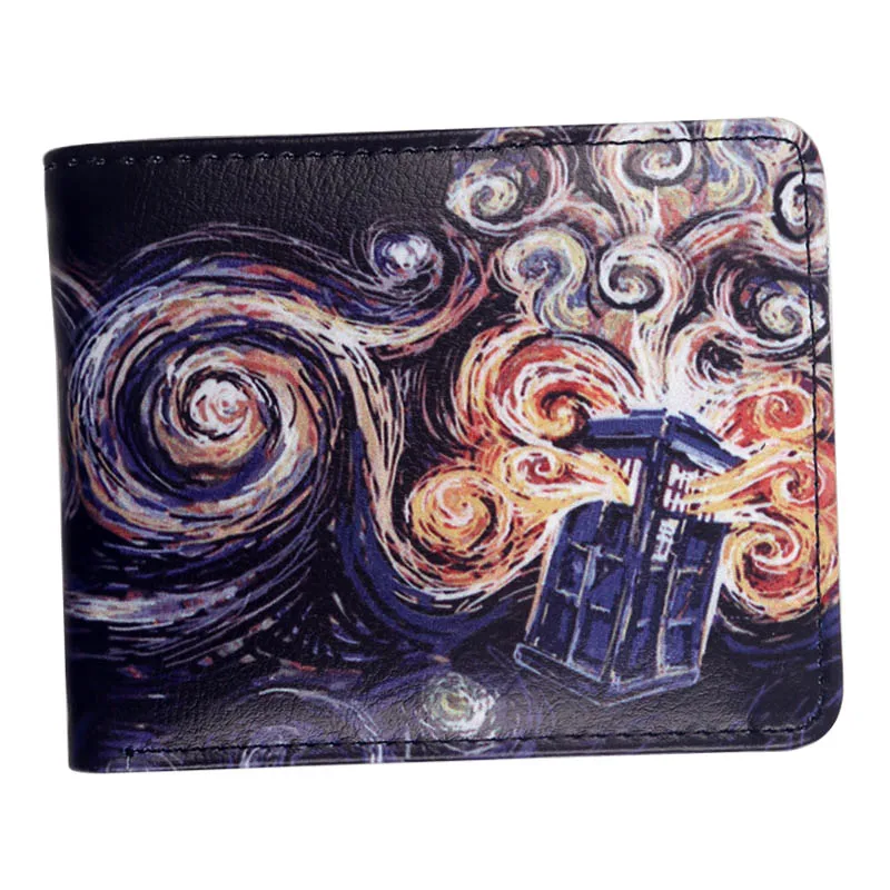 Мужской бумажник из искусственной кожи Doctor Who Blue Police Box двойной складной