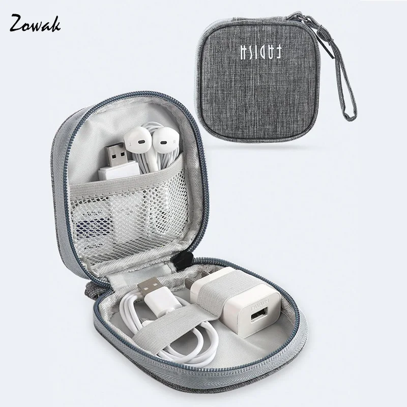 

Data Headphone Bag Earphone Storage Case Portable Earbud Pouch Data Wire USB Cable Organizer SD Card Bluetooth Zipper Grey