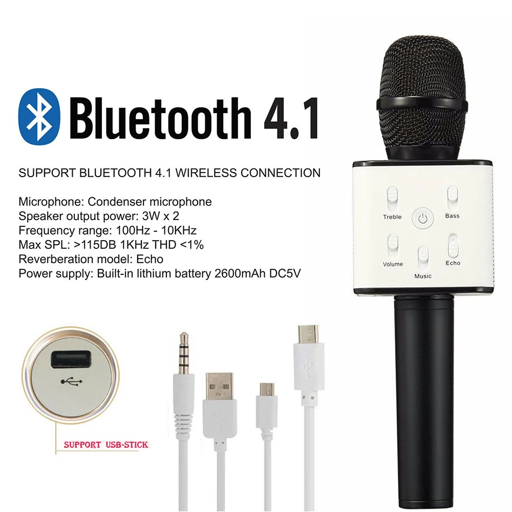 Travor караоке Q7 беспроводной Bluetooth микрофон динамик ручной микрофон USB плеер KTV