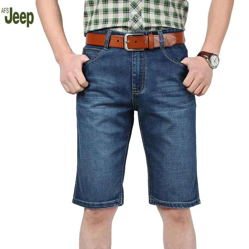 AFS JEEP Brand 2017 Men's Shorts Multi Pocket Zipper Denim Cargo Shorts