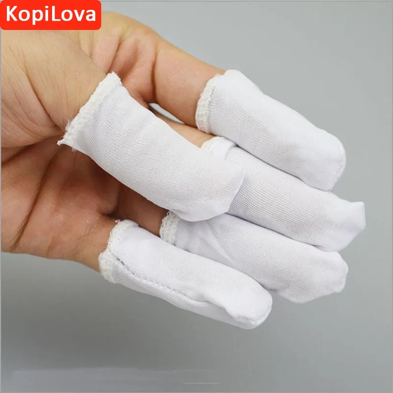 

KopiLova 100pcs/pack White Polyeste Finger Cots Anti-slip Antistatic Fingertips for Finger Protection Free Shipping