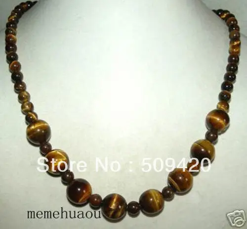 

Free Shipping Wholesale>>>Beautiful natural tiger eye stone necklace 18" #@