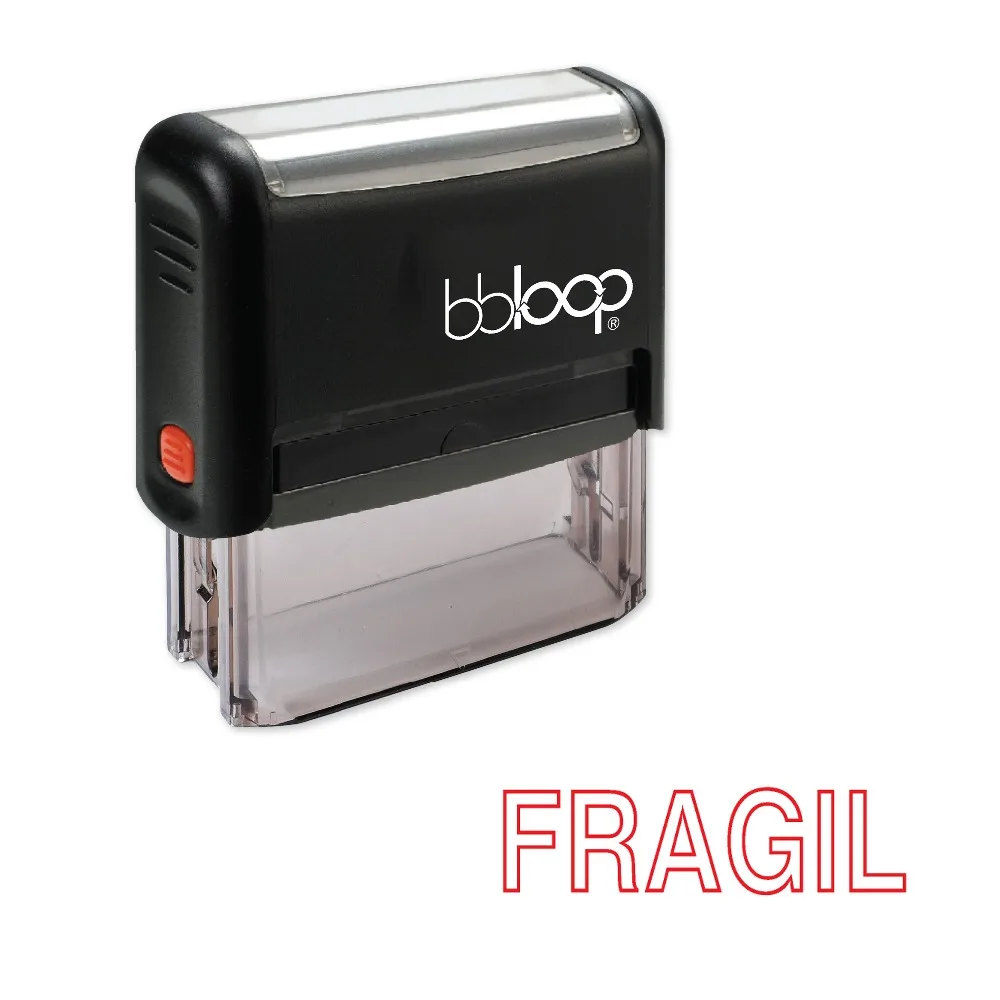 

BBloop Spanish Language "FRAGIL" Self-Inking Stamp, Rectangular, Laser Engraved, RED