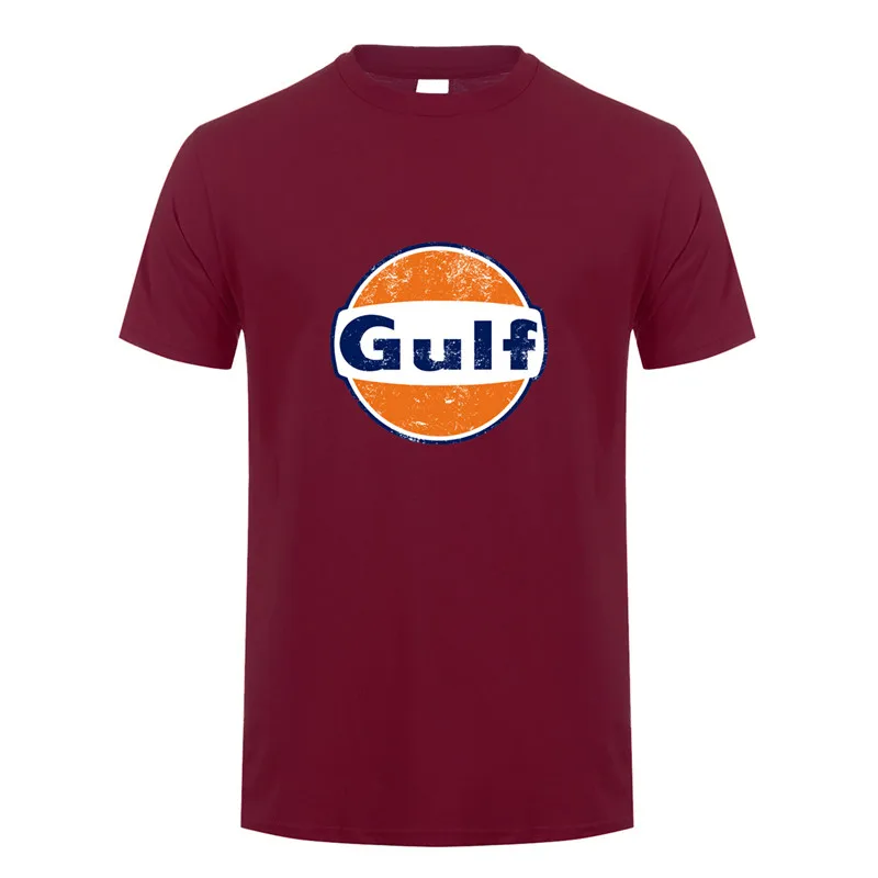 Летние футболки с принтом «масло в заливе»; Модная хлопковая футболка с короткими рукавами и круглым вырезом и логотипом «Залив» - Цвет: Maroon