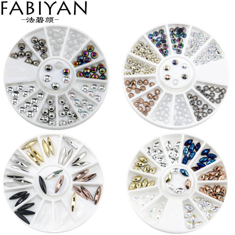 

Nail Art Wheel Round Oval Flatback 3D Tips DIY Design Accessories Acrylic UV Gel Rhinestones Crystal Decoration Manicure Tools