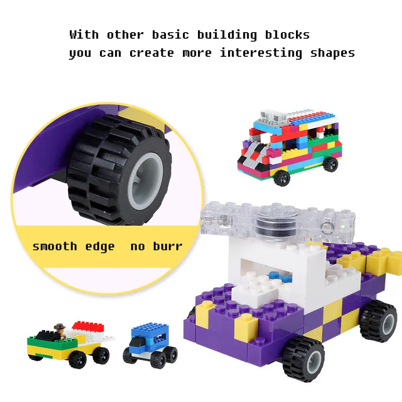

48pcs Small Particles Wheels Axle Building Blocks compatible legoings toys Car Blocks Accessories DIY Educational Toys for Child