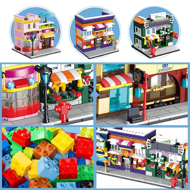 

145pcs Street Mini Building Blocks Architecture Kids Figure toys Educational Compatible With Toys for Children Christmas
