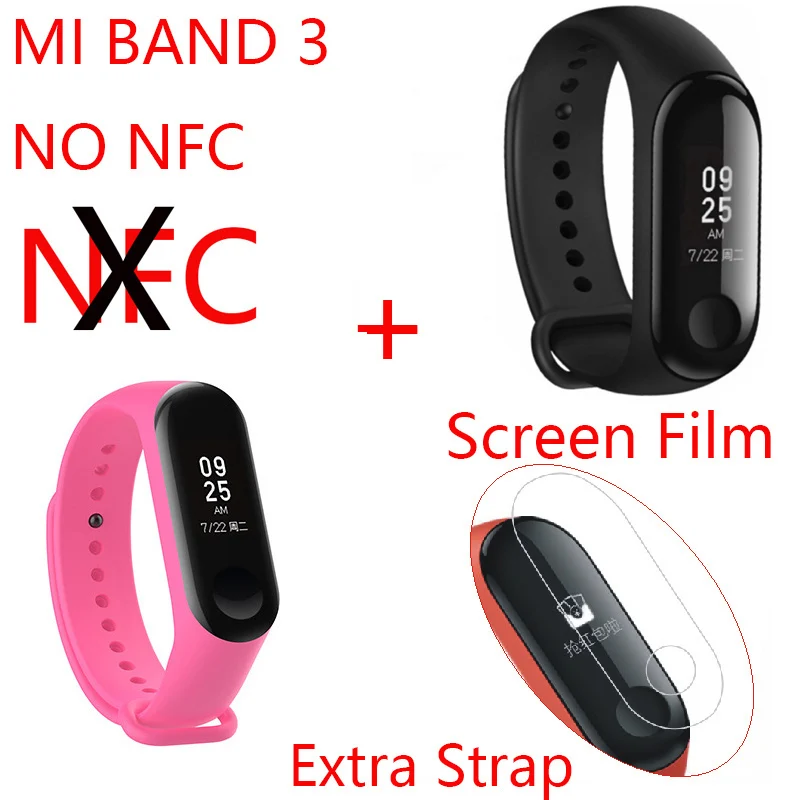 Руссина английское меню Xiaomi mi Band 3 mi Fit 3 фитнес-браслет трекер NFC 5ATM сенсорный экран для сердечного ритма монитор смарт-браслет - Цвет: band 3 NO NFC