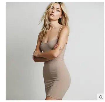 

MLXSLKY Spring and summer fashion solid color Slim package hip sexy tight women harness dress