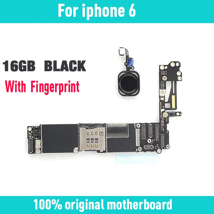 Оригинальная разблокированная материнская плата для iphone 6 4,7 дюйма без сенсорного ID, с системой IOS для материнской платы iphone 6, хорошая работа - Цвет: 16GB Black