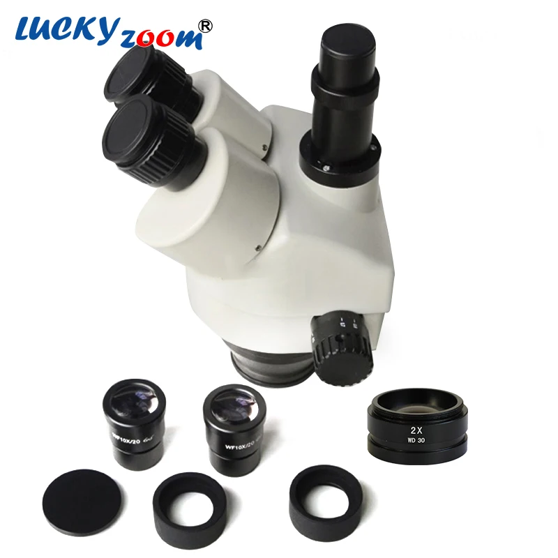 Luckyzoom бренд 7X-90X Simul-Focal Тринокулярный зум стерео микроскоп головка WF10X/20 SZM2.0X WD30mm аксессуары для микроскопии