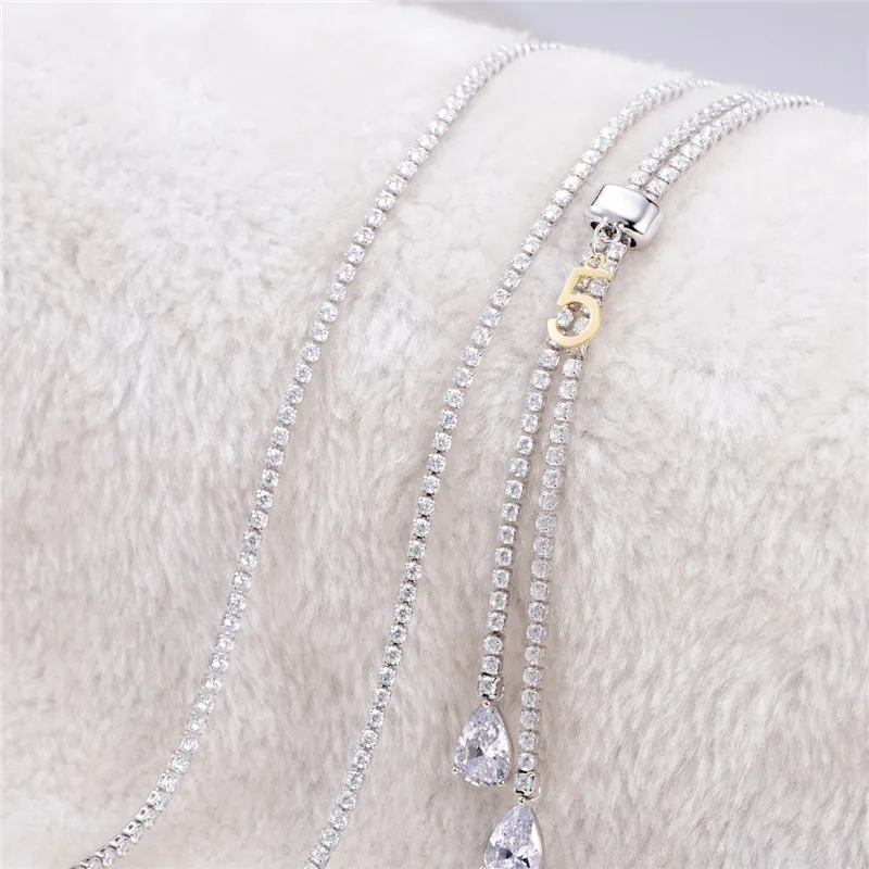 Женское ожерелье с подвеской в виде капли воды фианитом|chain necklace|drop necklacenecklace drop |