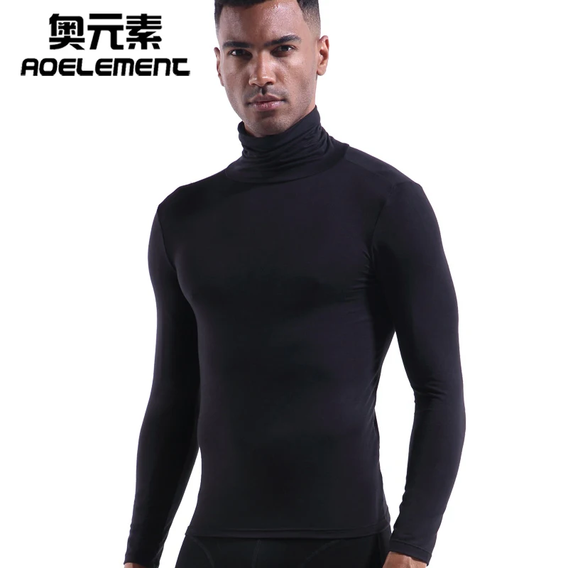 Modal men's high collar lapel underwear long-sleeved bottoming shirt autumn and winter shirt long john men thermal mens bottoms