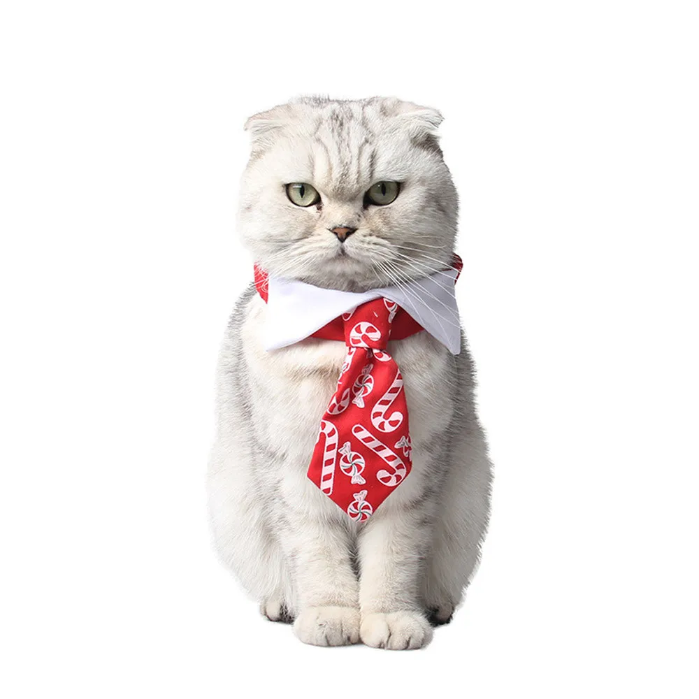 Рождественское украшение галстук для животных кошка собака галстук воротник животное Рождество конфеты галстук воротник красный белый и классический соответствующий Рождественский Декор - Цвет: S