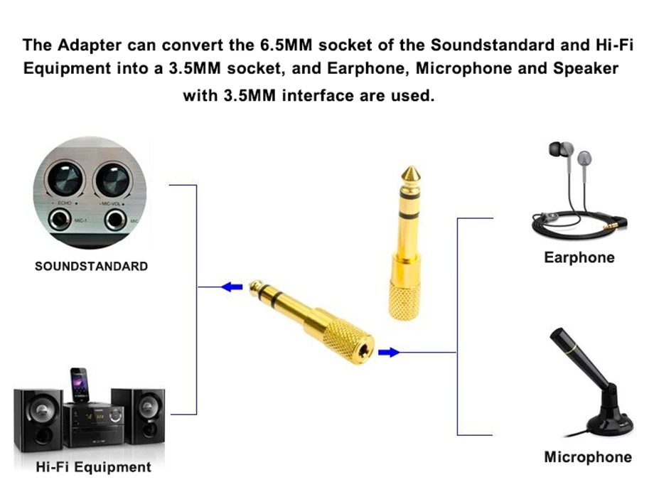 6-Gold-Plated-Earphone-Microphone-Plug-Audio-Jack-TRS-Converter-Adapter-Downstep-Connector