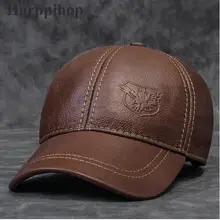 Новинка, мужская шапка из натуральной кожи, первый слой из воловьей кожи, осенне-зимняя повседневная теплая бейсбольная кепка для мужчин среднего возраста