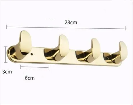 Ванная комната полированный золотой/черный/хром крючок для халата крючок для полотенец настенное крепление квадратное полотенце халат пальто шляпа дверная вешалка - Цвет: gold 4 hooks