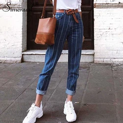 Simenual Cintura Alta Vintage Streetwear Pantalones Vaqueros de las Mujeres Pantalones de Mezclilla de Moda Casual con Cremallera Azul Pantalones Largos Delgados 2019 Simenual Cintura Alta Vintage Streetwear Pantalones Vaqueros de las Mujeres Pantalones de Mezclilla de Moda Casual con Cremallera Azul Pantalones Largos Delgados 2019