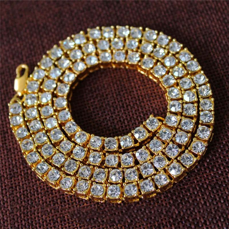 

JUNXIN Hip Hop Male Round Crystal Chains Necklaces For Men Silver Yellow Gold Color Long Statement Necklace Women Female Jewelry