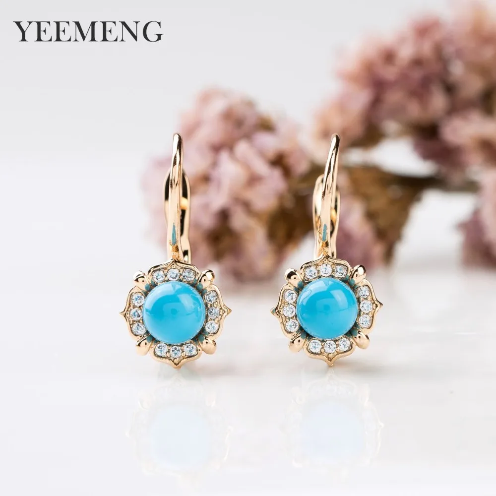 Серьги подвески YEEMENG розовые золотые романтичные имитация жемчуга в форме цветов