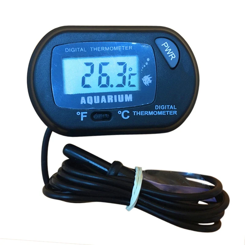

New Digital LCD Screen Sensor Aquarium Thermometer Wired Aquarium Fish Tank Temp Meter Electronic Temperature Measurement Black