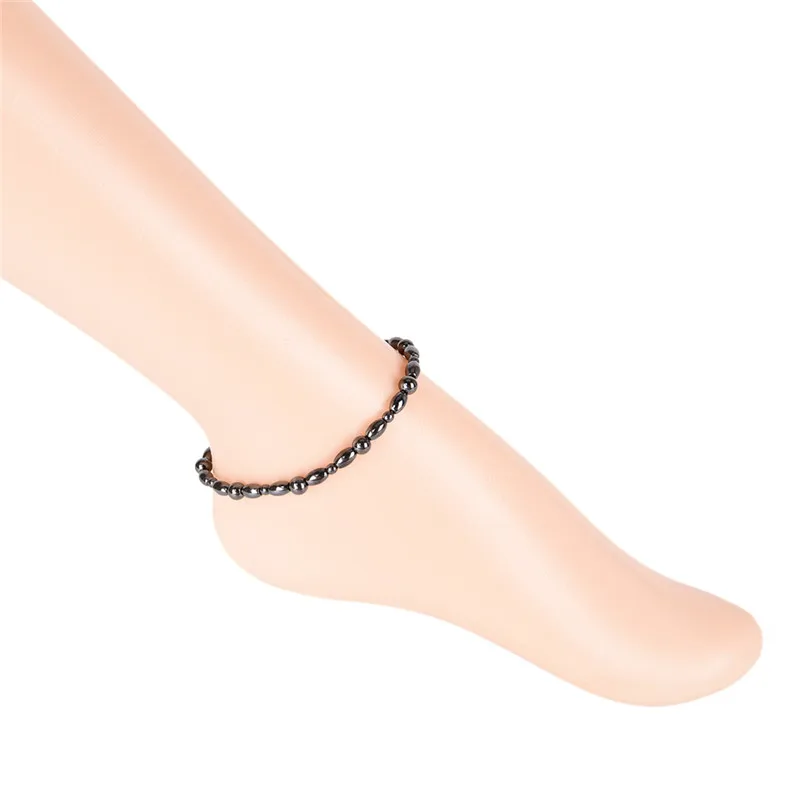 1 шт. винтажный черный браслет на ногу с магнитной терапией и бусинами, цепочка на ногу, браслет на лодыжку для потери веса для женщин и мужчин, ювелирные изделия