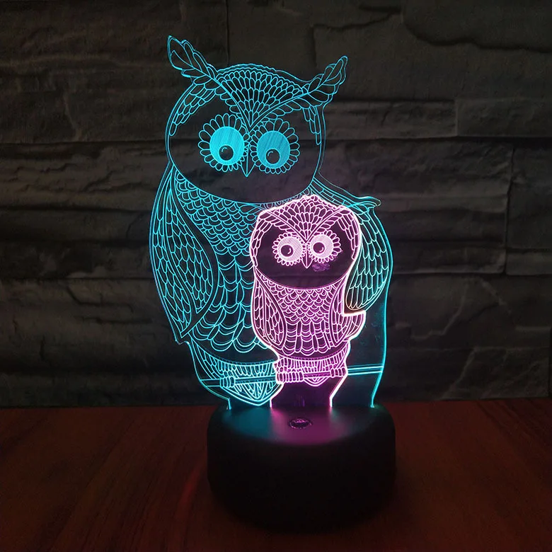 Animal Owl Night Lamp 3d Light Fixture Room Decoration Multicolor Bedside Lamp Baby Luminary Neon Children's Led Night Light Owl