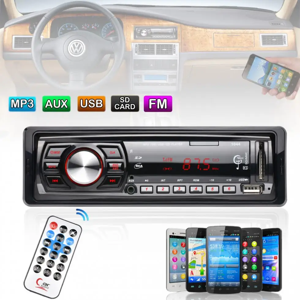 

12V Car Radio Player Car Audio Auto Stereo In-dash Single 1 Din FM Receiver FM Receiver MP3 With Remote Control