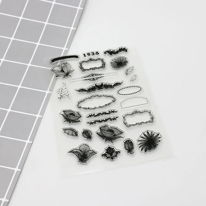 

1 pcs Flower border transparent silicone stamps, children DIY Handmade Scrapbook Photo Album decor students soft Stamps