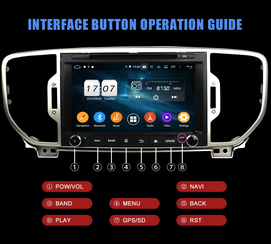 Flash Deal KANOR Android 9.0 Octa Core 4+32g Car DVD Player for KIA Sportage 2016 car radio audio video player 2 din gps navigation 19