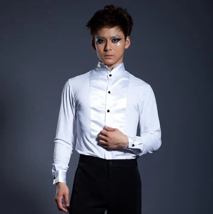 Fashion punk slim sexy shirt men long sleeve shirt teenage white shirt